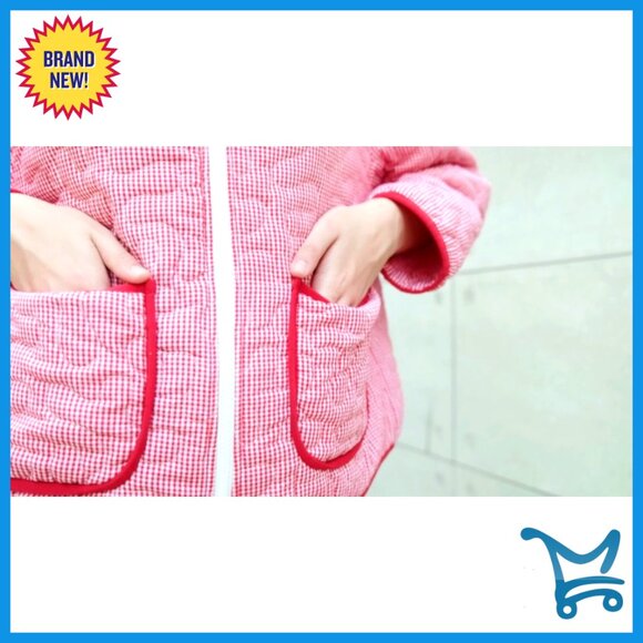 Quilted Plaid Jacket Full Zipper Coats Crew Neck Fall Fashion Lightweight - Picture 3 of 3